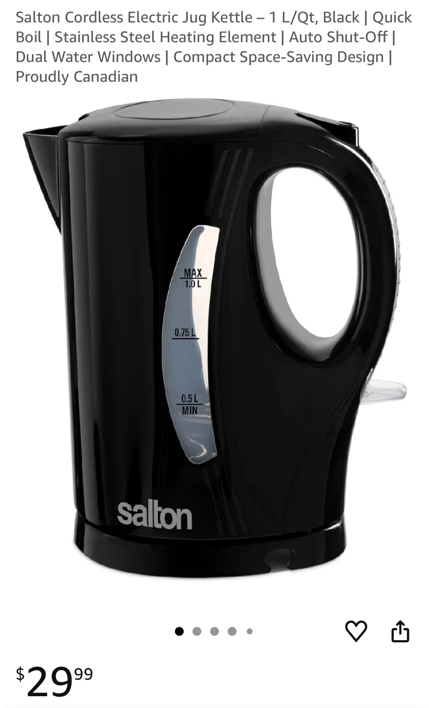 Salton Cordless Electric Kettle - Black - photo 3