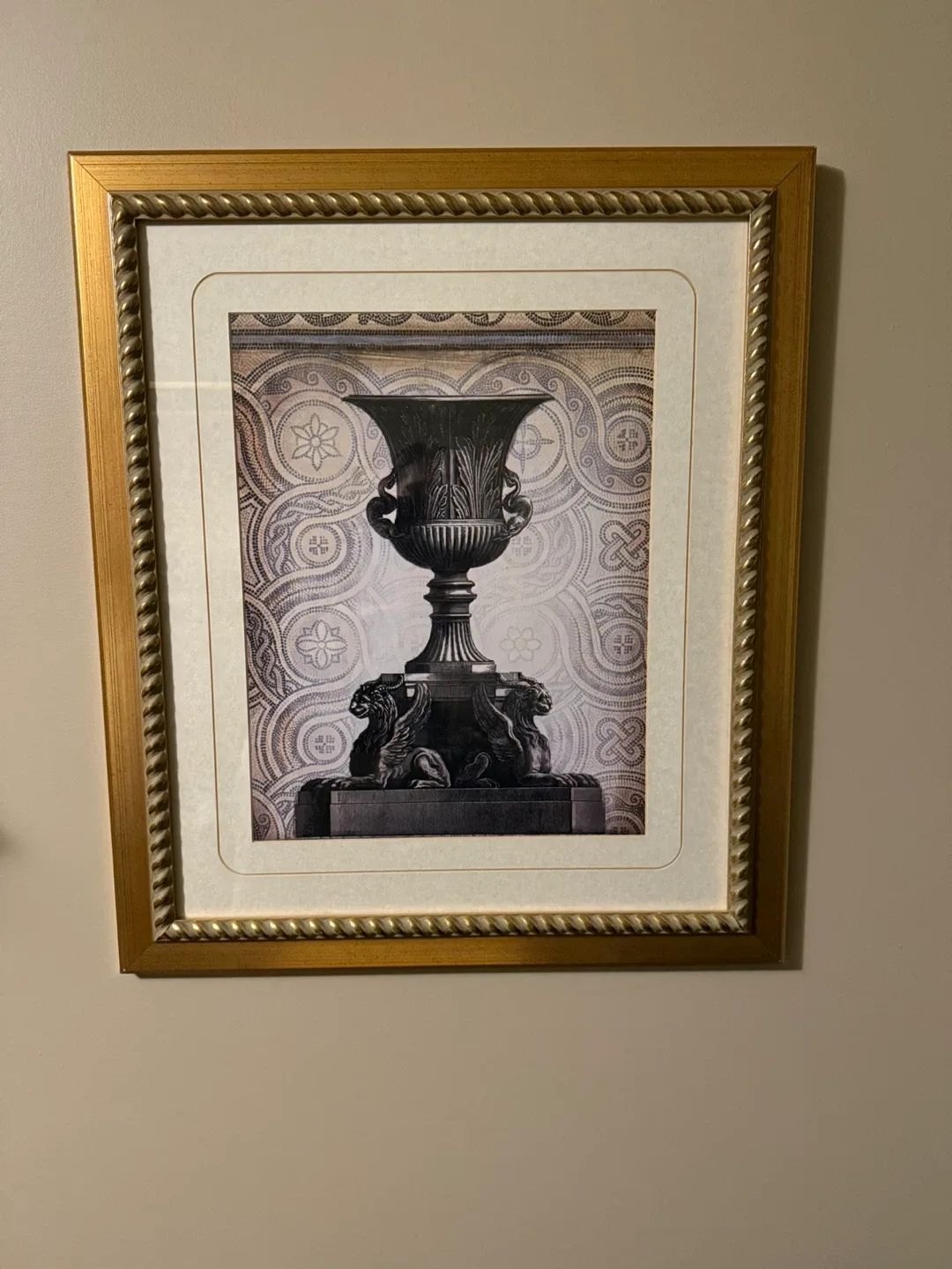 Classic Framed Urn Print with Gold Wooden Frame thumbnail