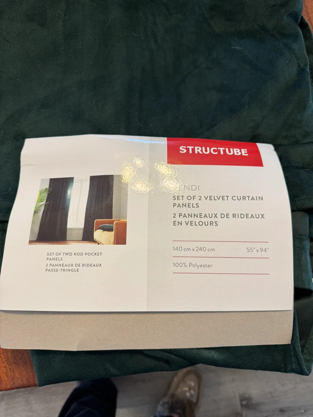 Structube Endi Velvet Curtain Panels - Green