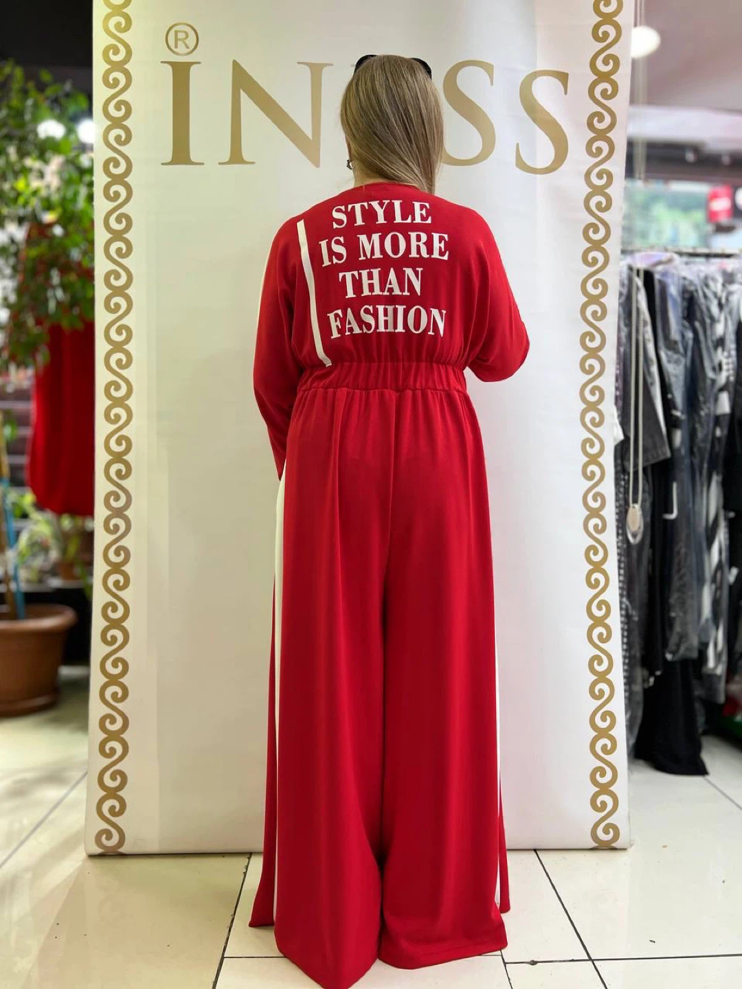 INESS Red Wrap Dress - Size M - photo 4