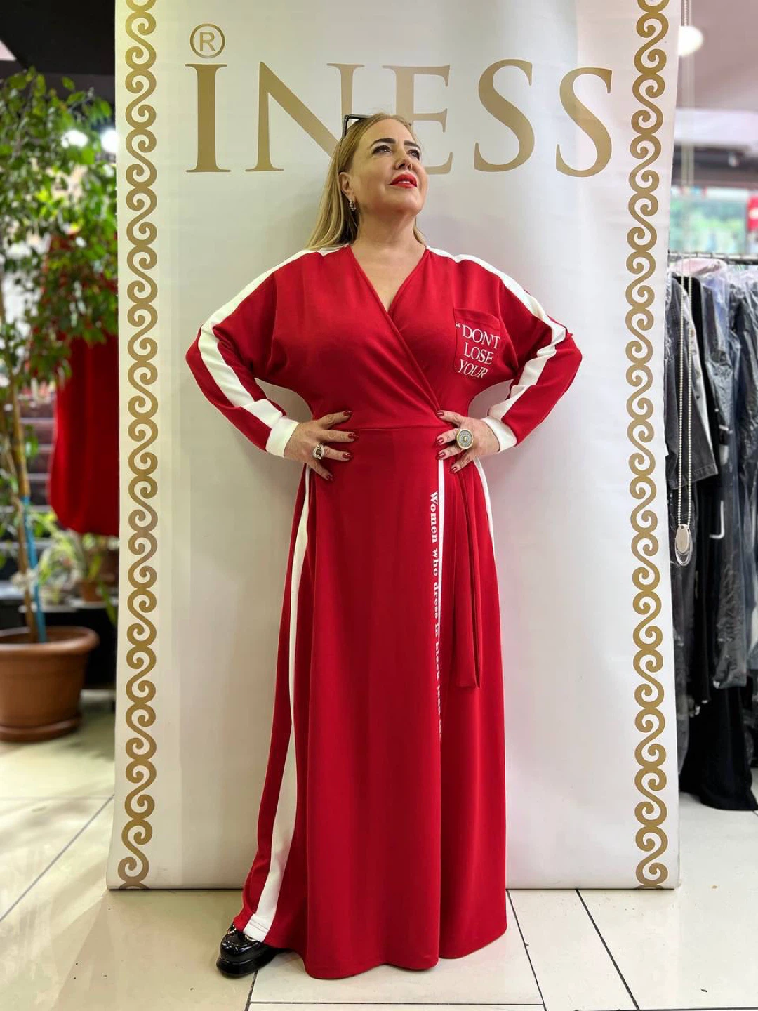 INESS Red Wrap Dress - Size M - photo 2