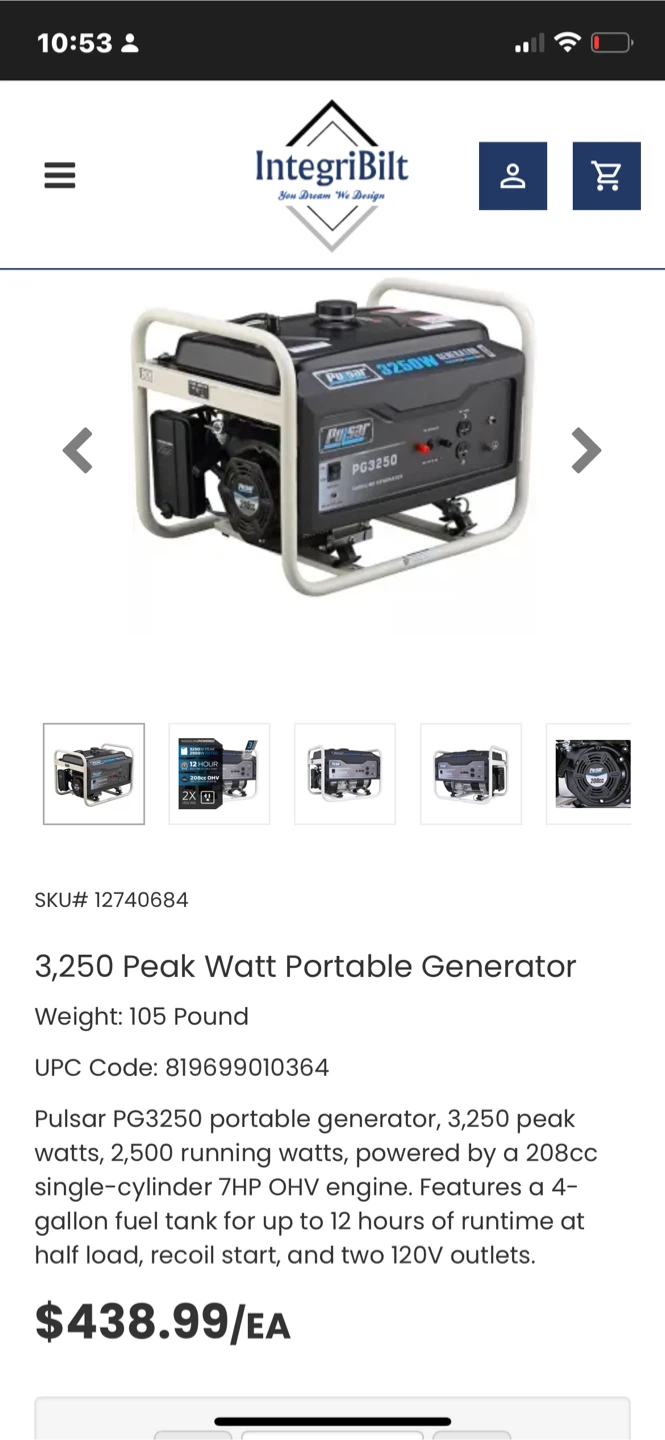 Pulsar PG3250 3,250-Watt Portable Gas Generator - photo 2