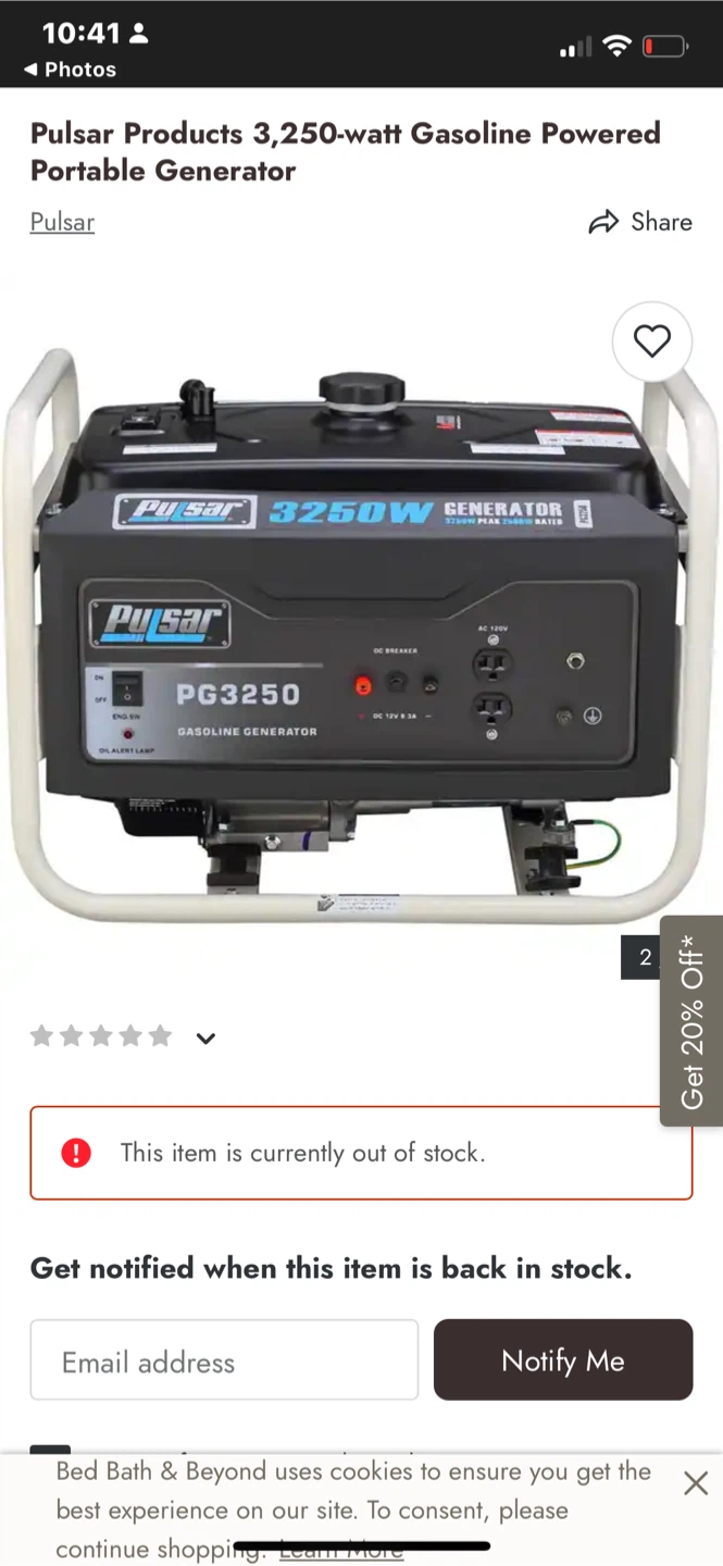 Pulsar PG3250 3,250-Watt Portable Gas Generator