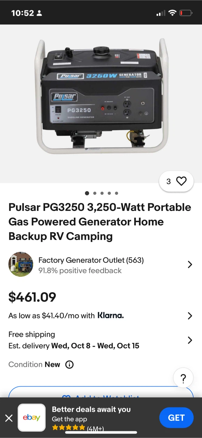 Pulsar PG3250 3,250-Watt Portable Gas Generator - photo 3