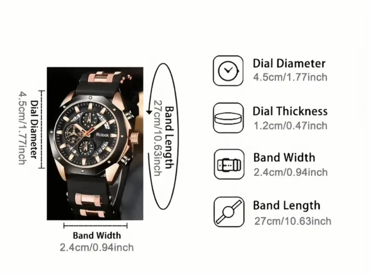 Rclock Black & Rose Gold Men's Watch image indicator(3)