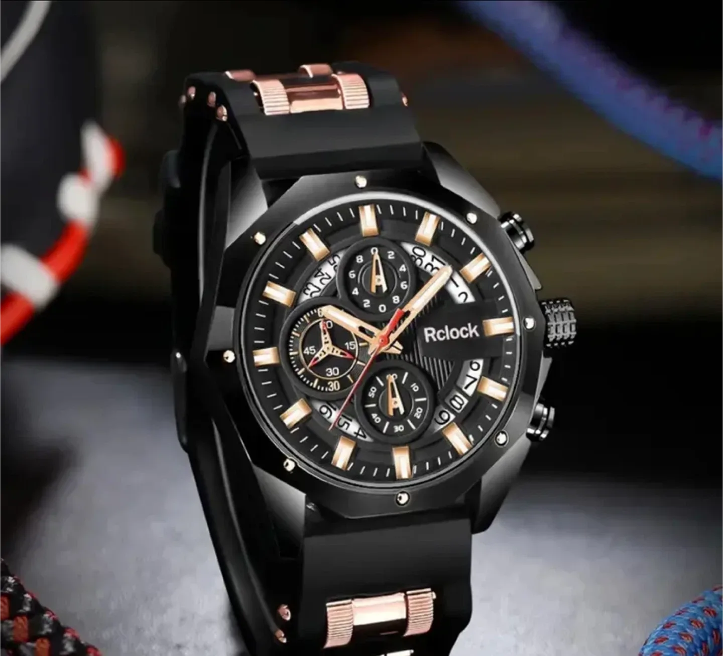 Rclock Black & Rose Gold Men's Watch image indicator(2)