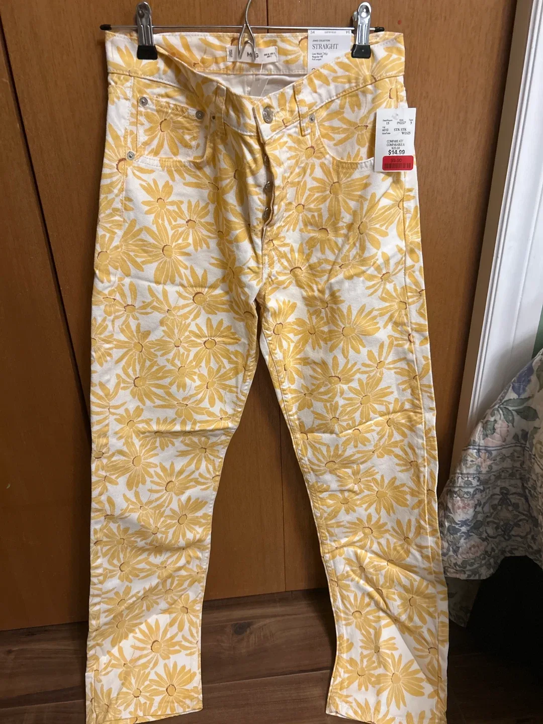 MNG Floral Straight Leg Jeans - Size 34
