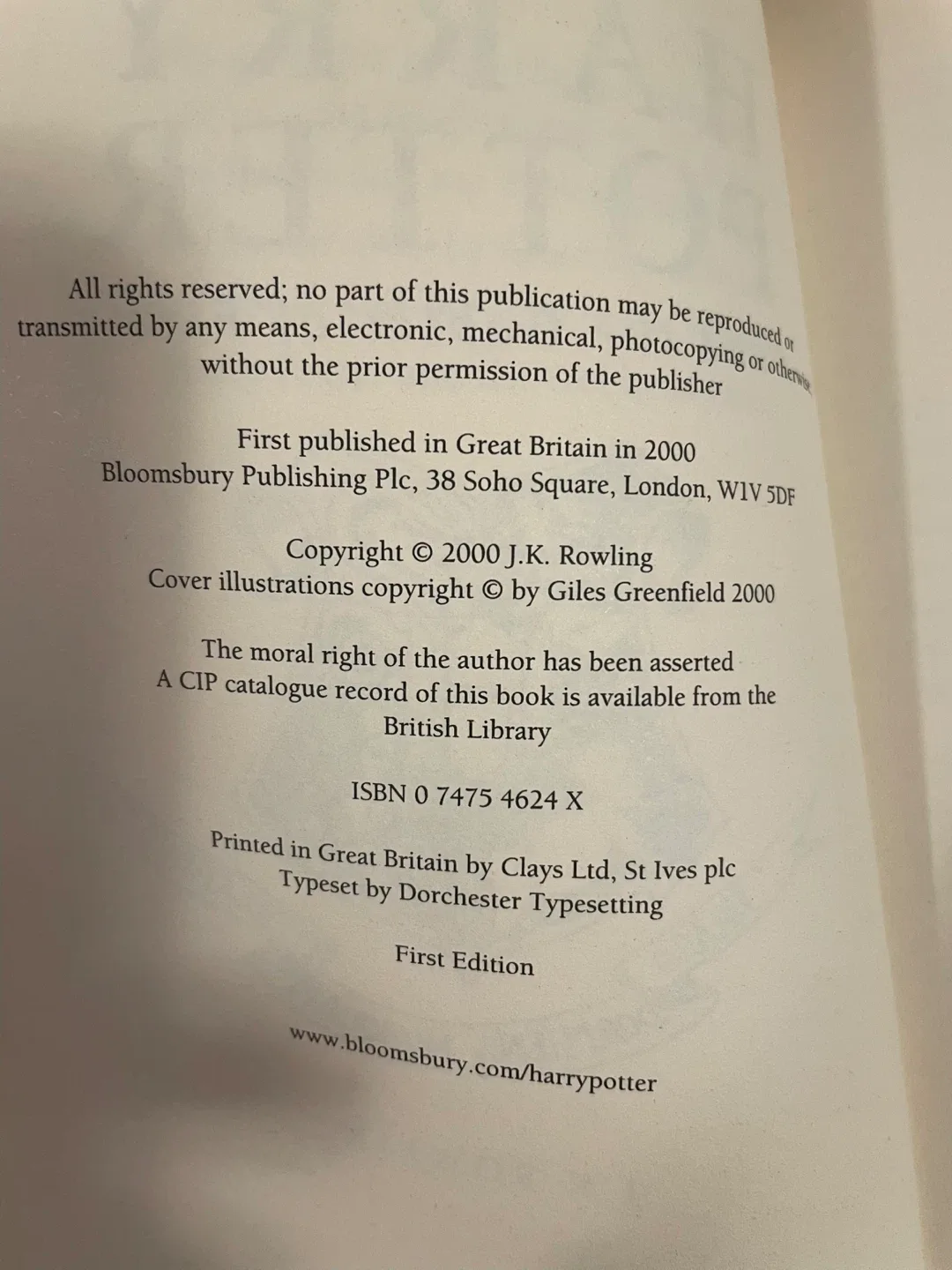 Harry Potter and the Goblet of Fire - UK First Edition image indicator(2)