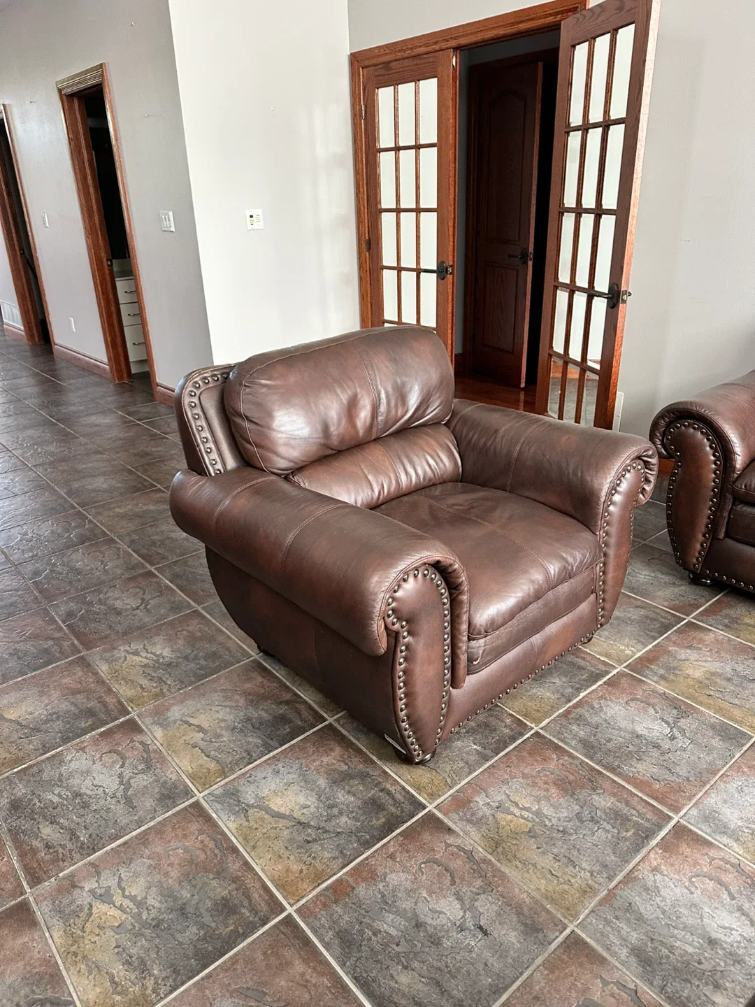 4 piece Brown Leather Sofa Set - Loveseat, Chair, and 2 Sofa image indicator(3)