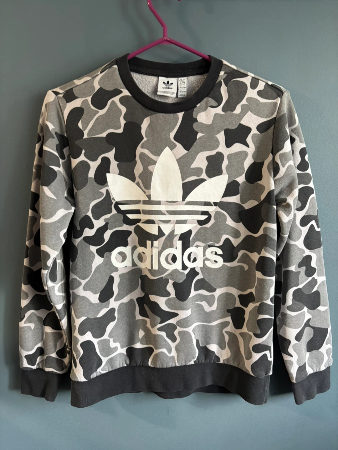 Adidas Camo Print Sweatshirt - Size L