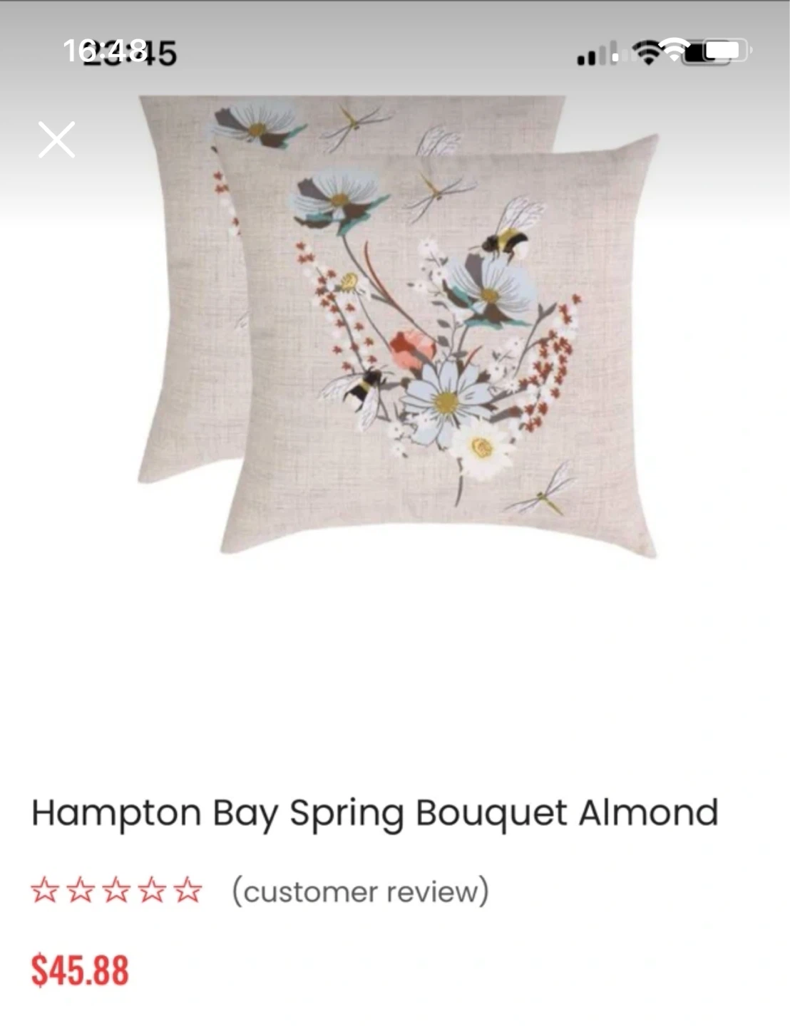 2 Hampton Bay Spring Bouquet Almond Pillow