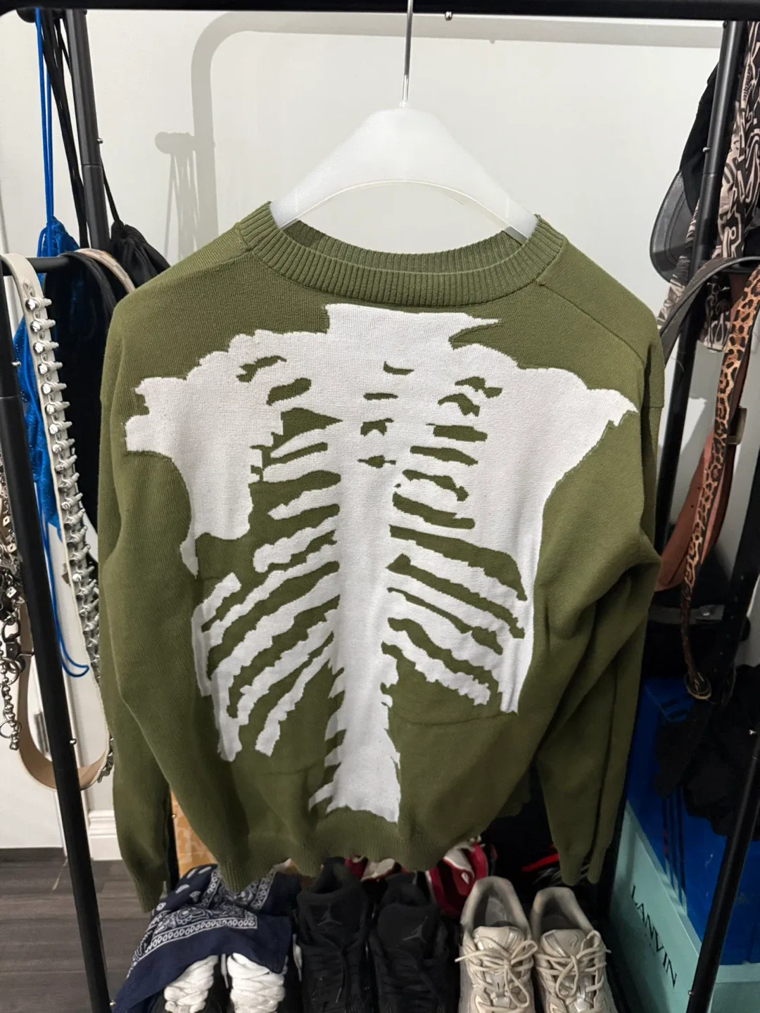Skeleton Knit Sweater - Olive Green image indicator(2)