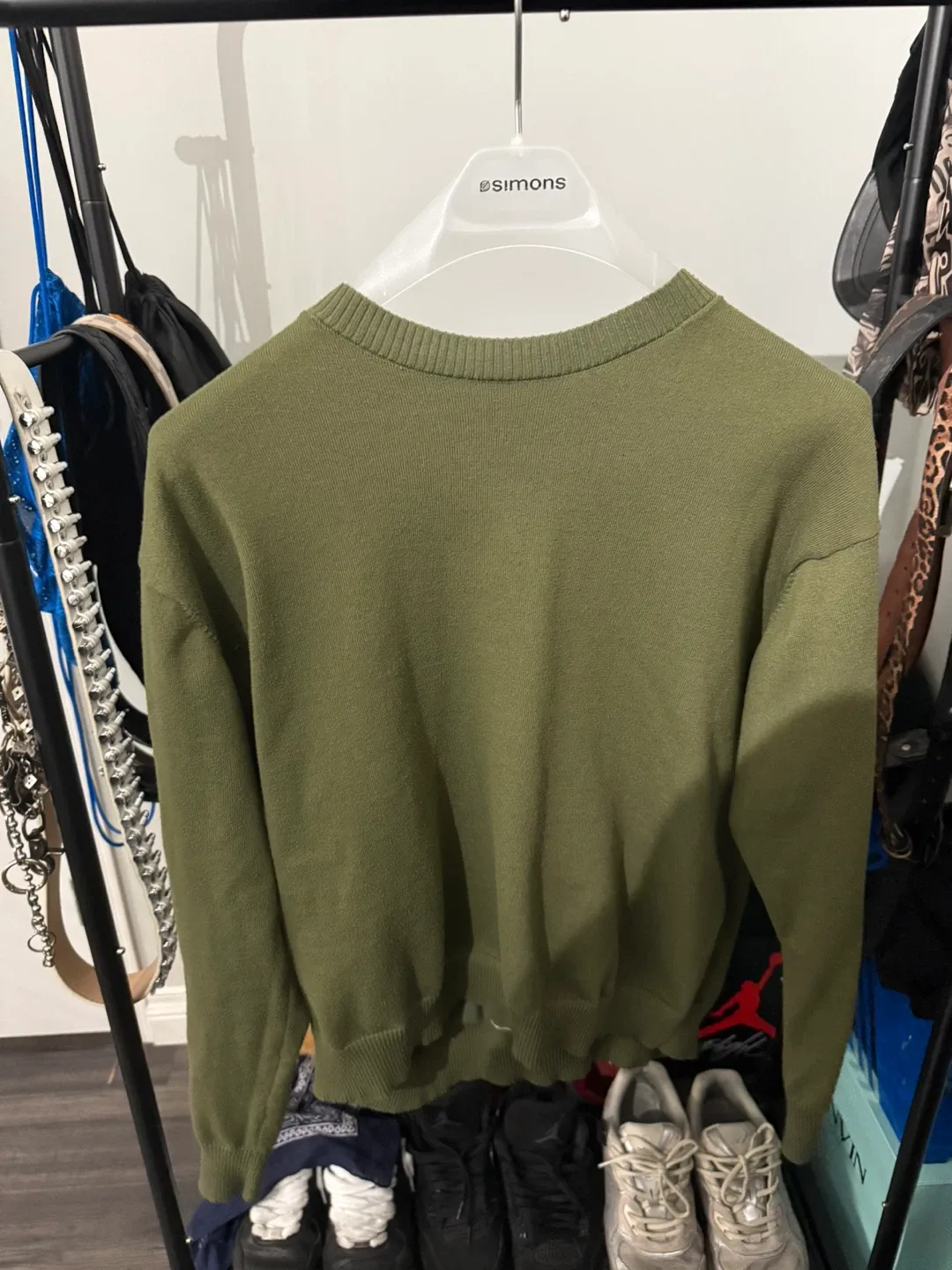 Skeleton Knit Sweater - Olive Green