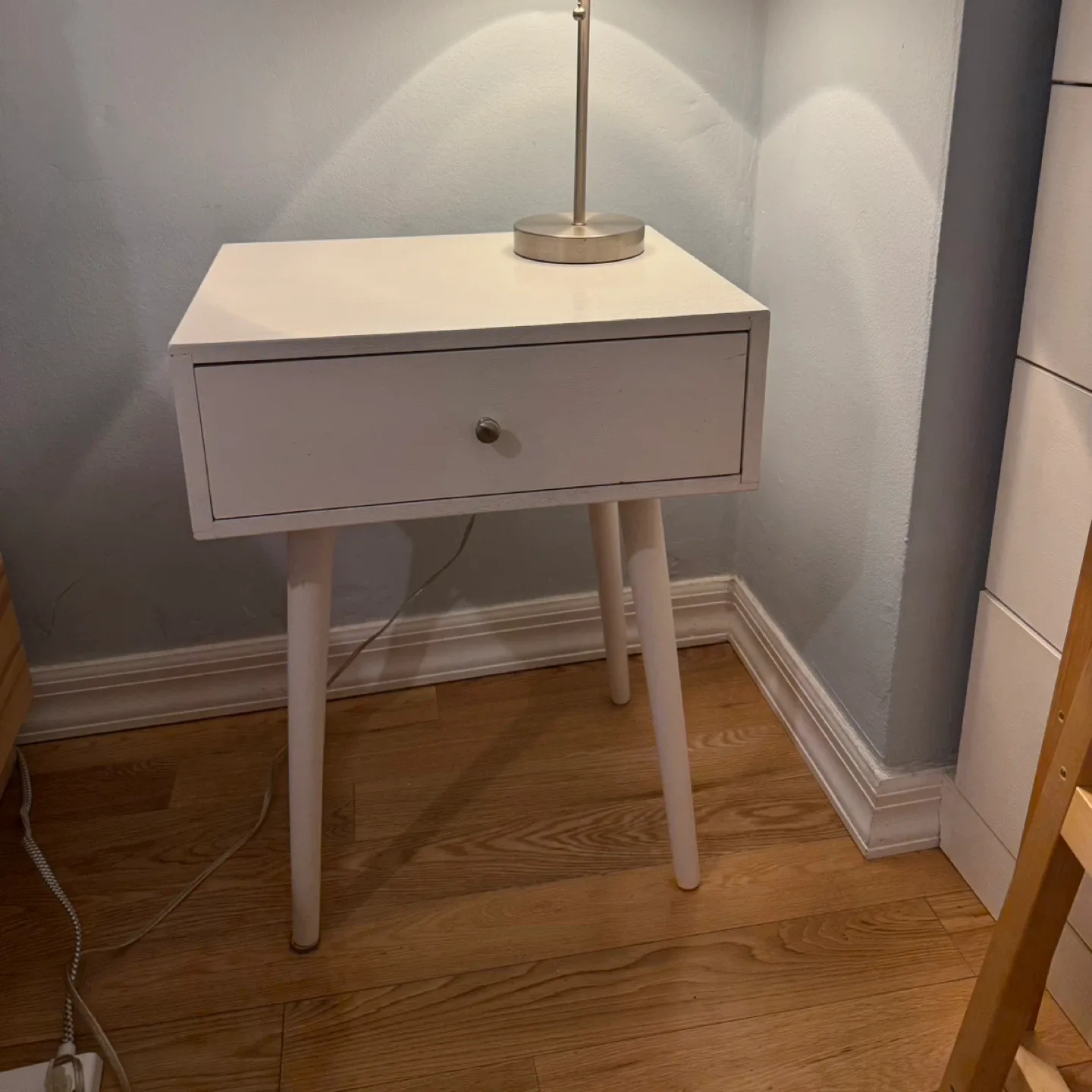 White Nightstand with Drawer
