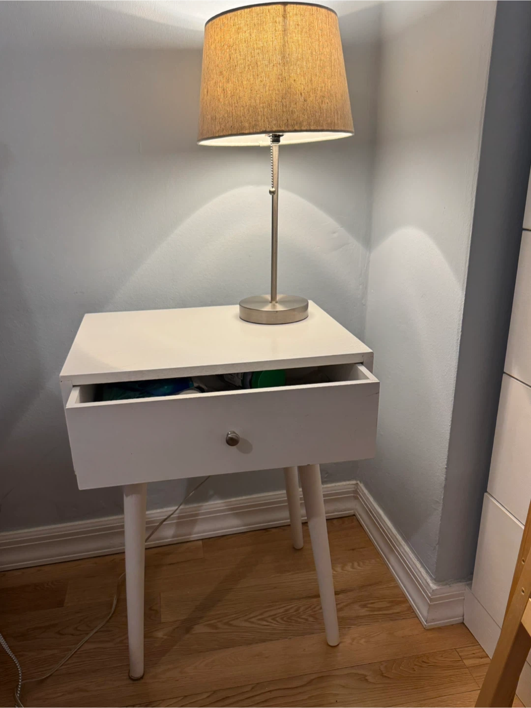 White Nightstand with Drawer - photo 2