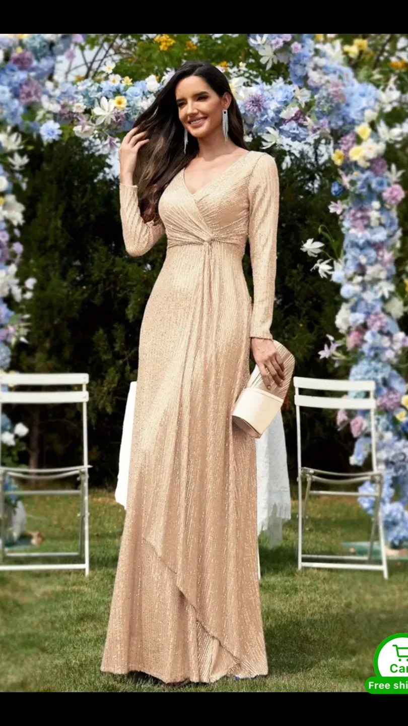 Sequin Long Sleeve Maxi Dress image indicator(7)