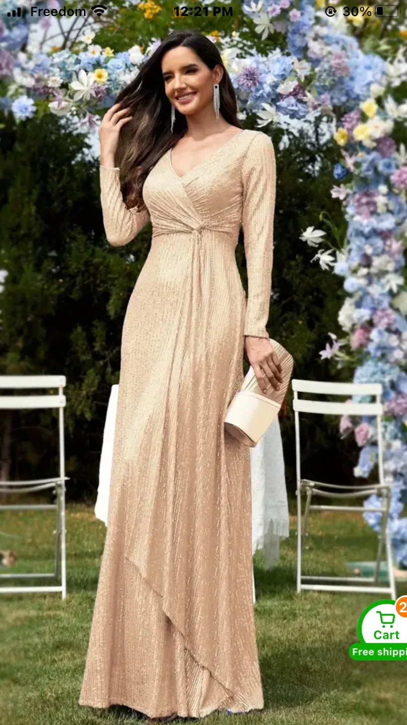 Sequin Long Sleeve Maxi Dress image indicator(6)