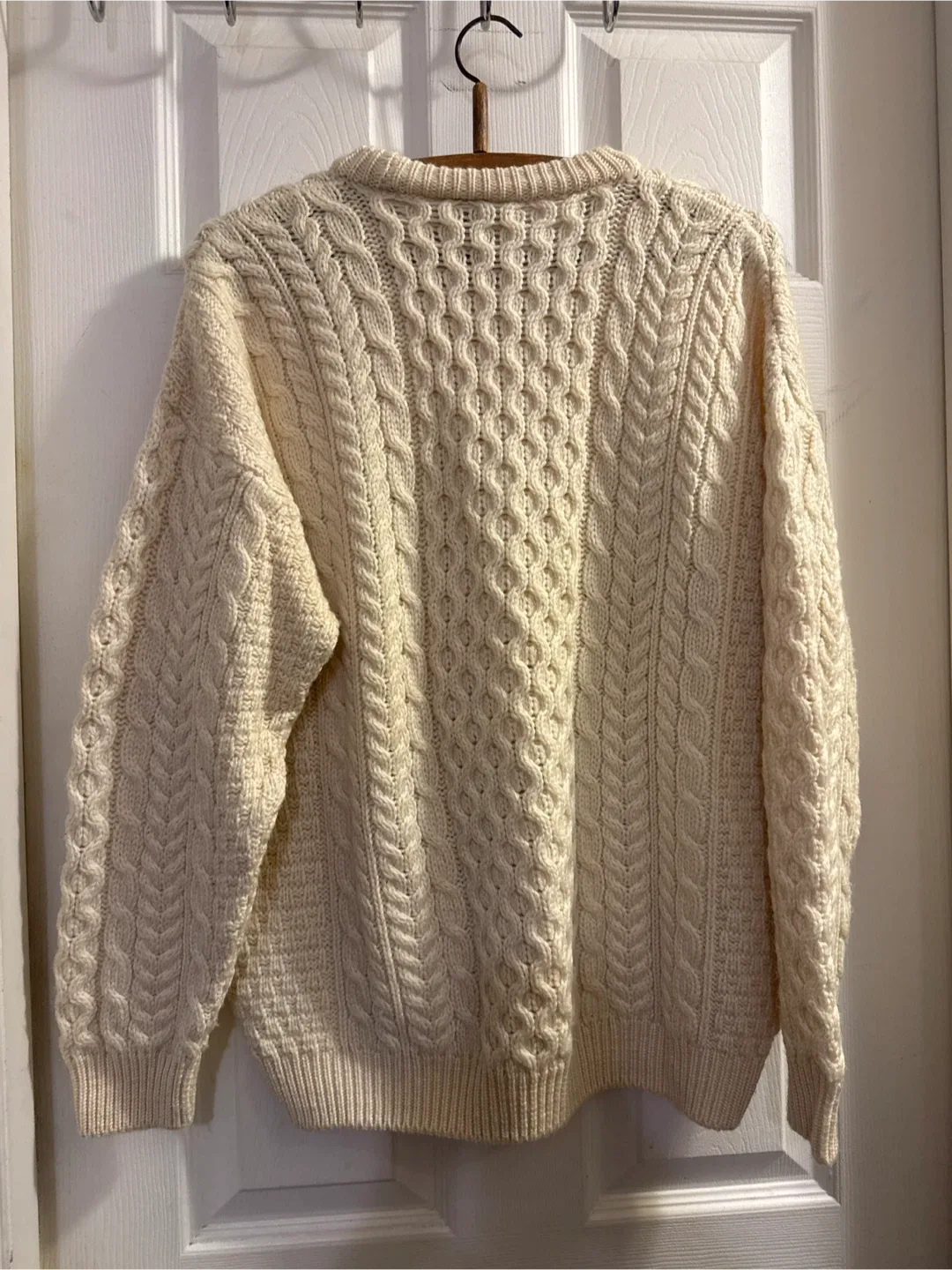 Warm Western Island Cream Cable Knit Sweater image indicator(2)