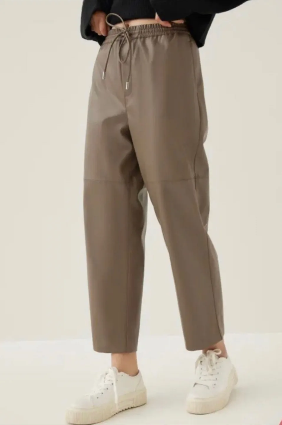 Kadence Elastic Pleather Straight Leg Jogger size S Clay color
