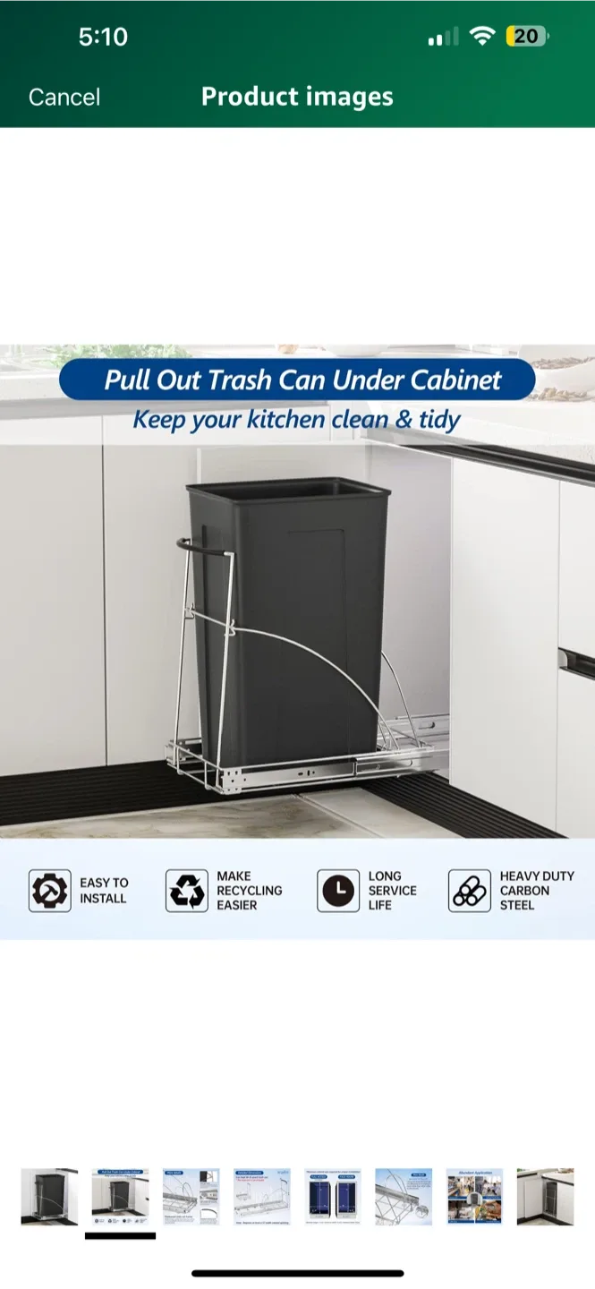 BNIB Insputer Pull Out Trash Can - Silver image indicator(3)