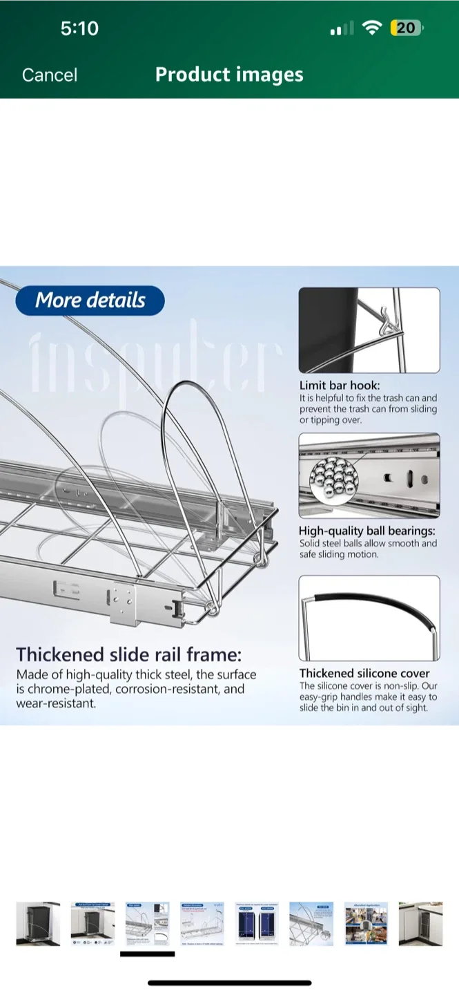 BNIB Insputer Pull Out Trash Can - Silver image indicator(4)