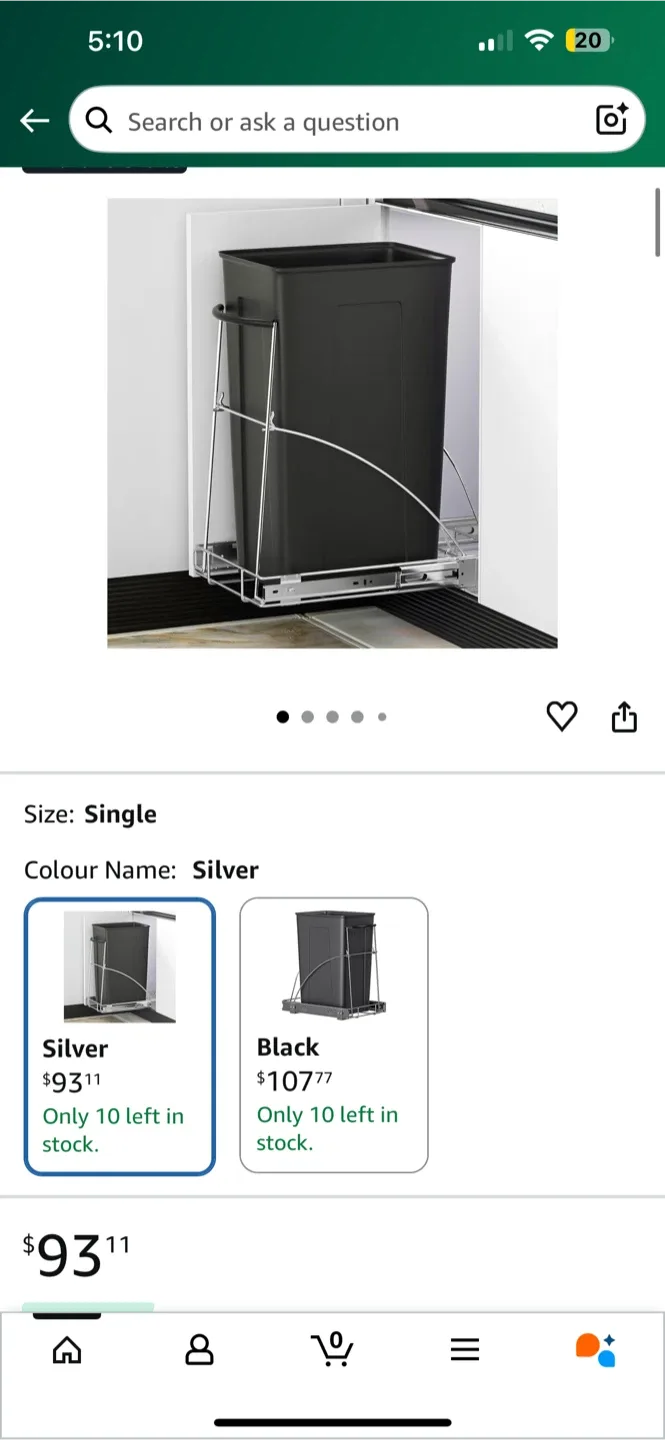 BNIB Insputer Pull Out Trash Can - Silver image indicator(2)