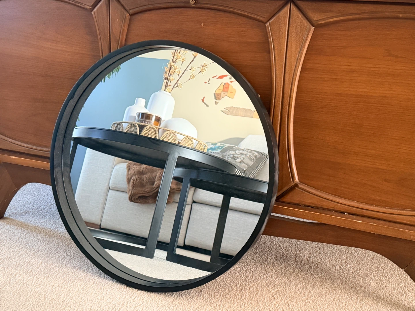 22” Black Round Mirror - photo 2