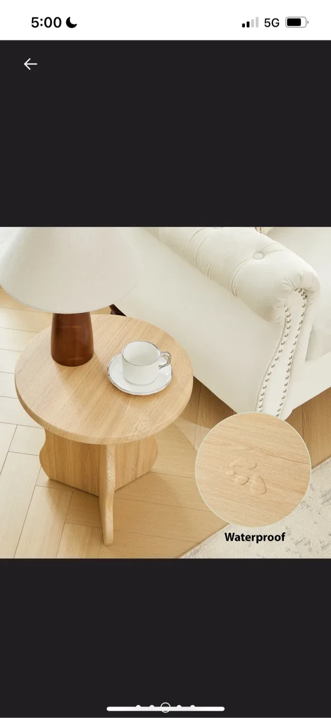 New Round Wooden Side Table - 15.75" x 17.91" image indicator(4)