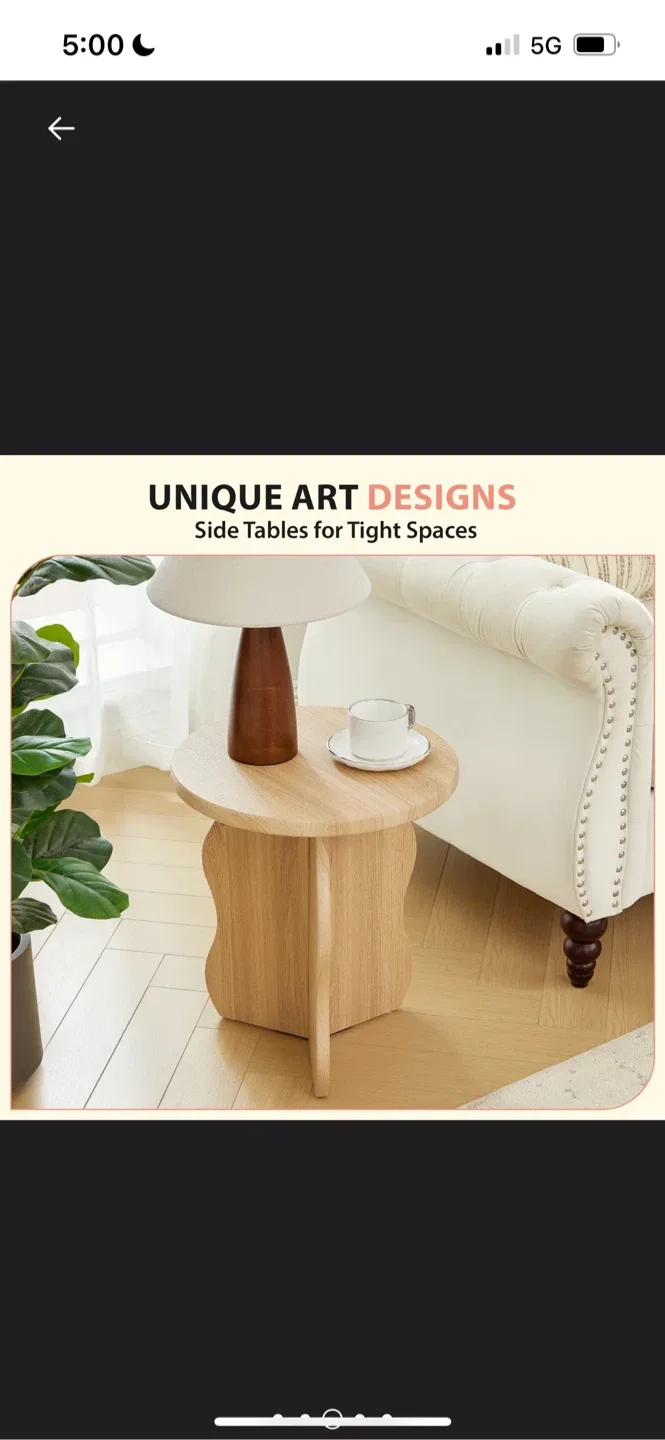 New Round Wooden Side Table - 15.75" x 17.91" image indicator(2)