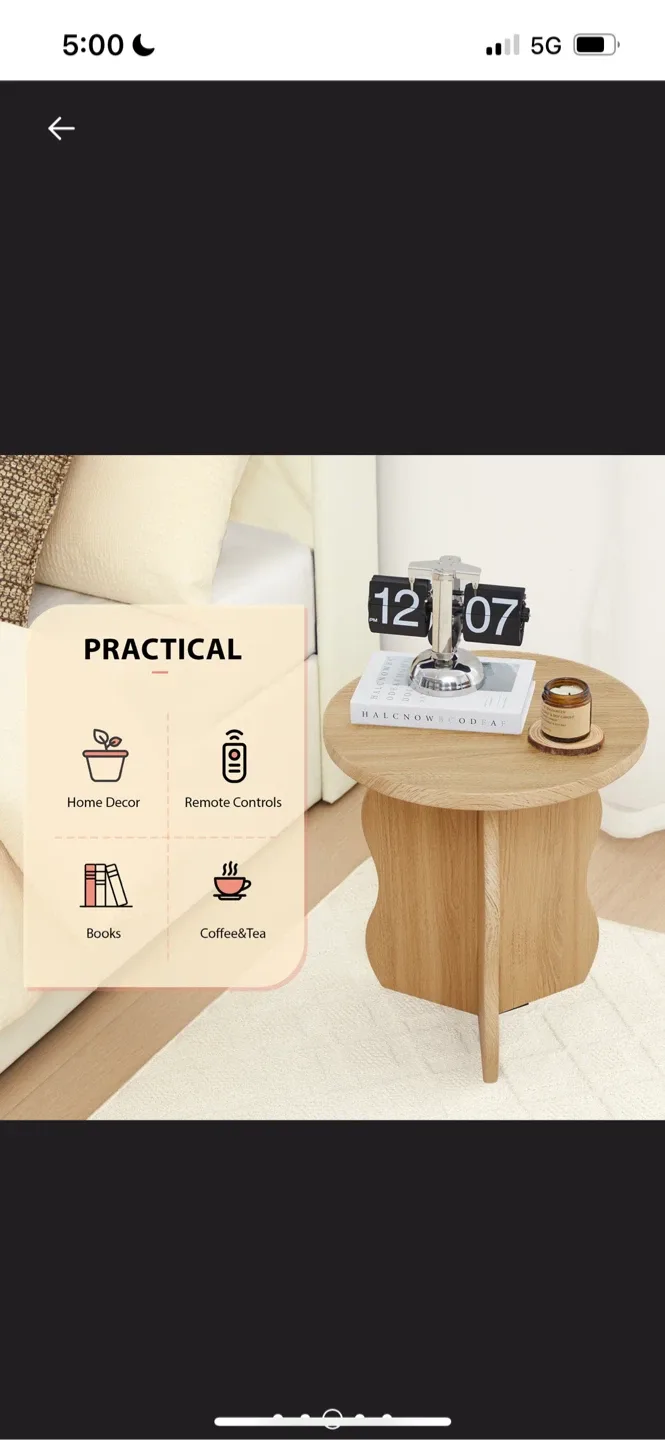 New Round Wooden Side Table - 15.75" x 17.91" image indicator(3)