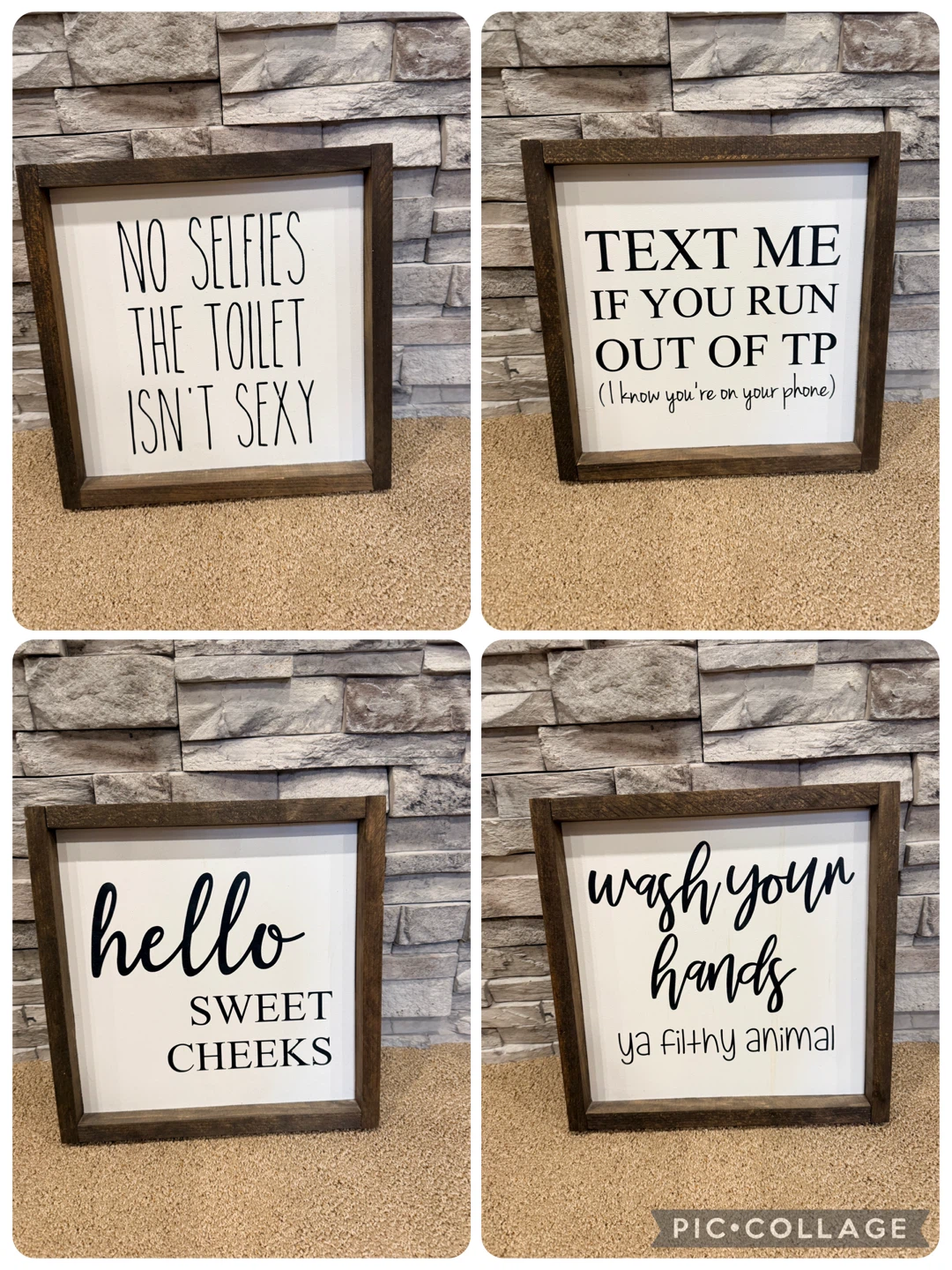 🪵 12”x12” Wooden Bathroom Decor Signs