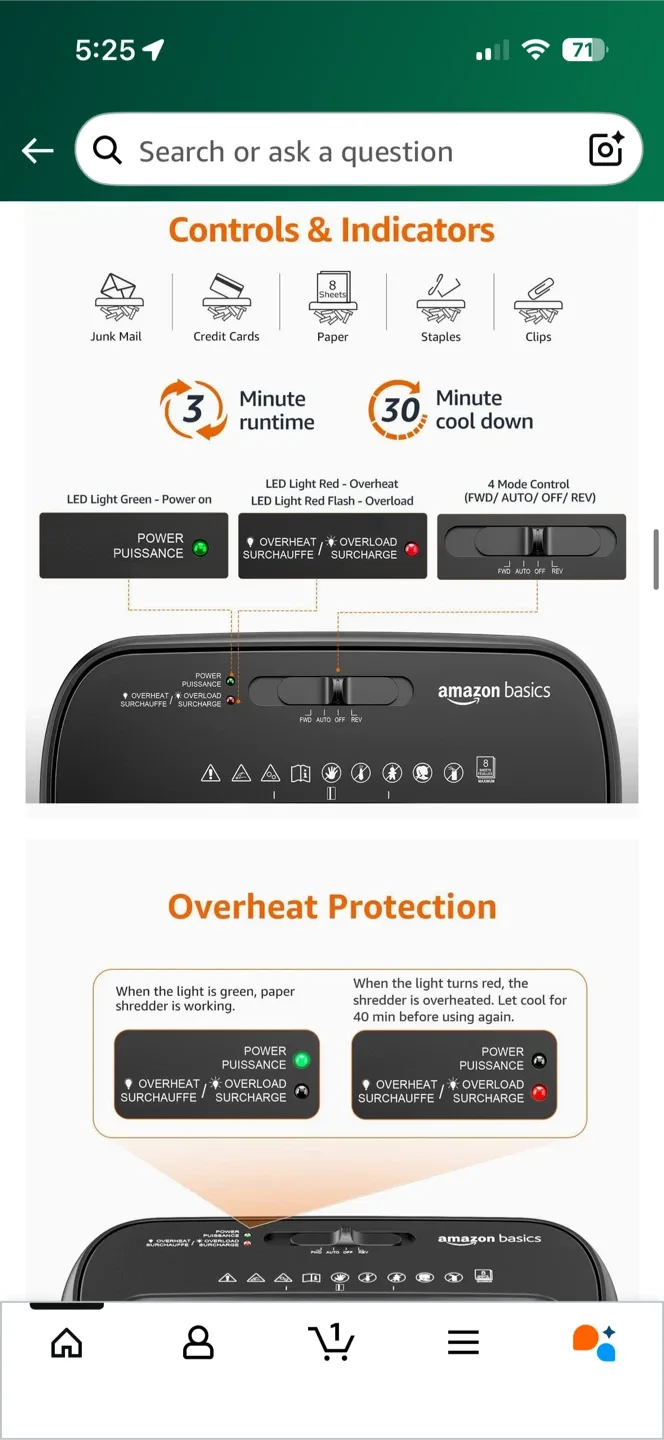 Amazon Basics 8-Sheet Cross-Cut Shredder image indicator(6)