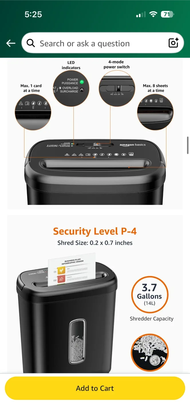 Amazon Basics 8-Sheet Cross-Cut Shredder image indicator(5)