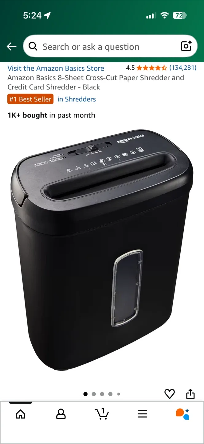 Amazon Basics 8-Sheet Cross-Cut Shredder image indicator(4)