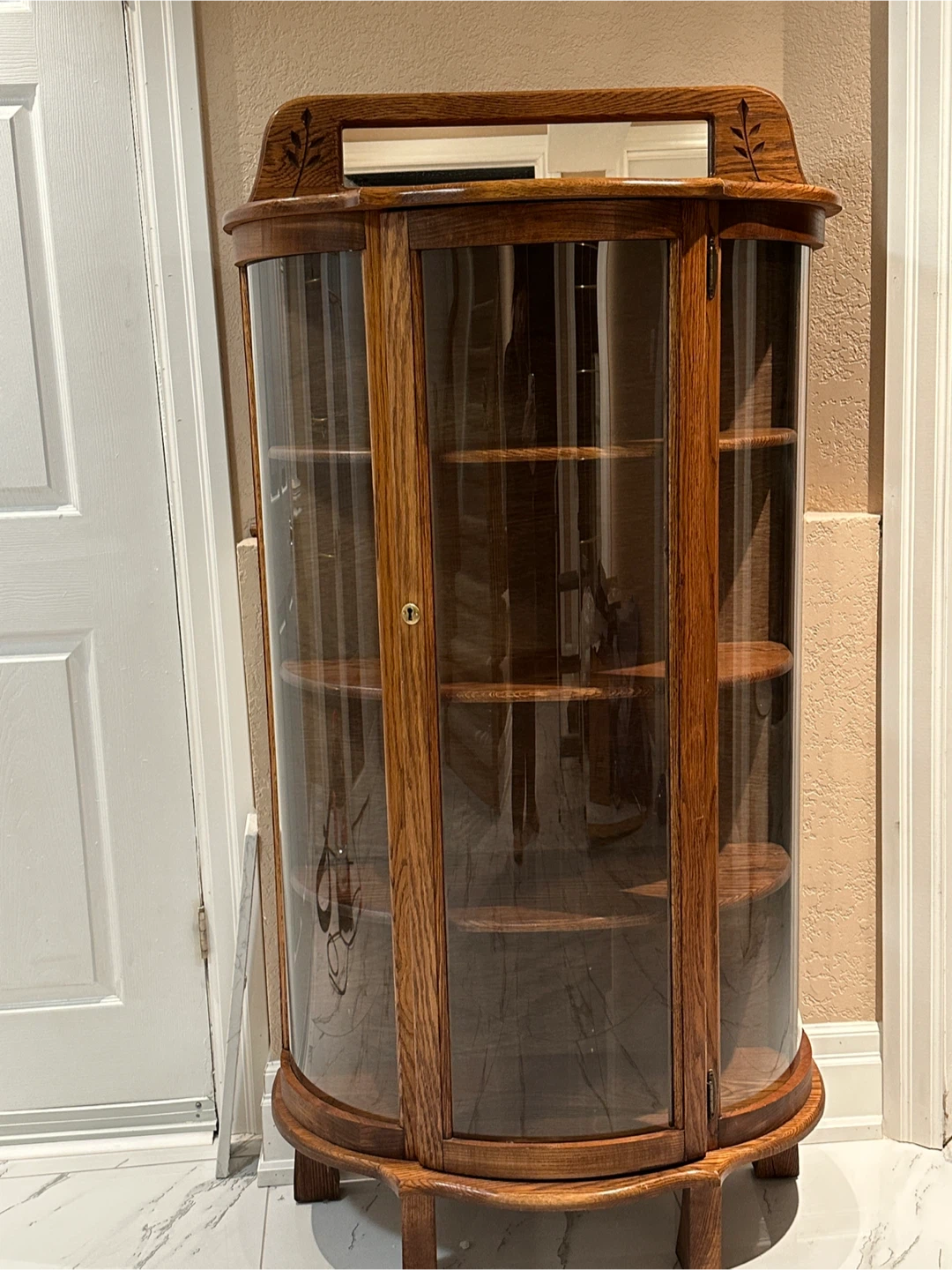 Vintage Curved Glass Display Cabinet