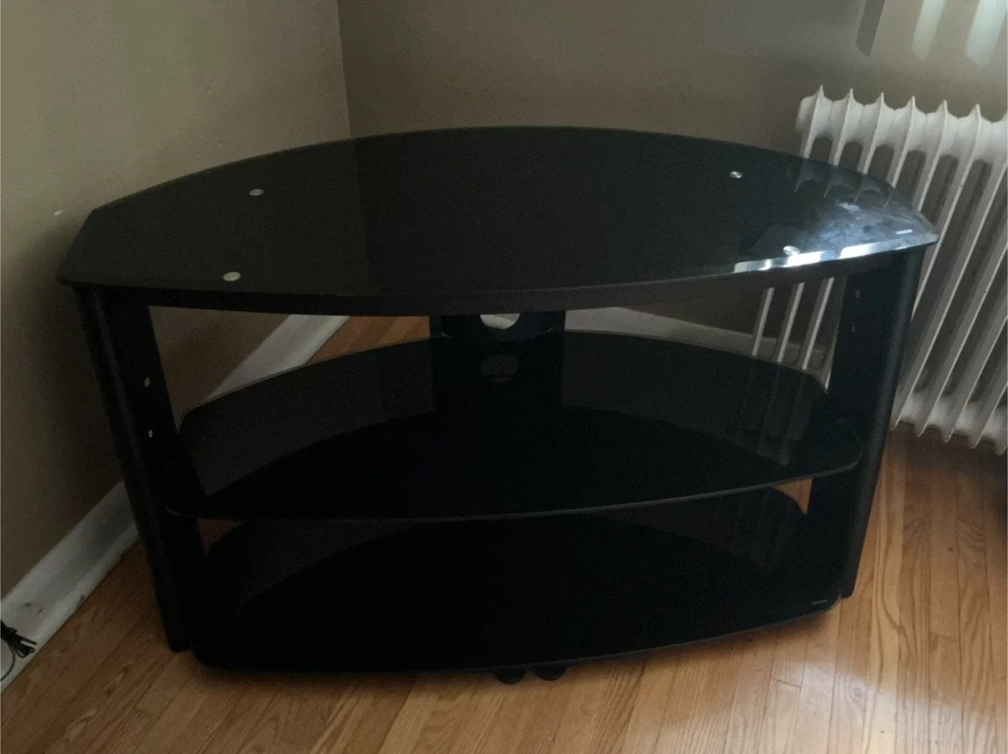 Black Glass Corner TV Stand image indicator(2)