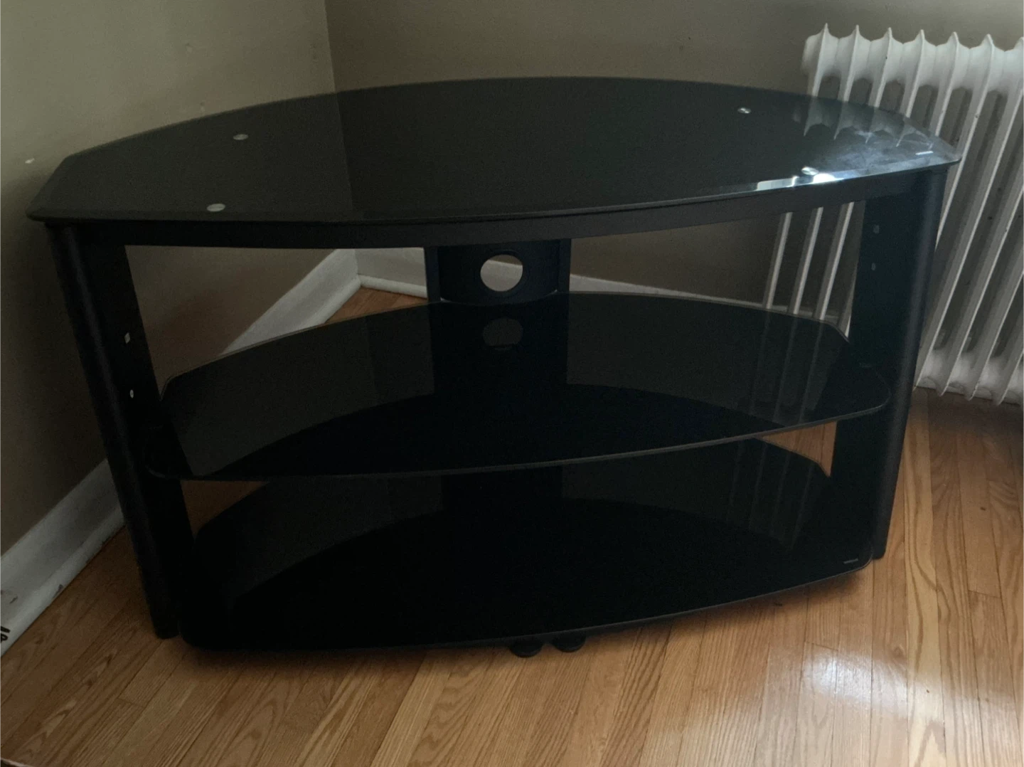 Black Glass Corner TV Stand
