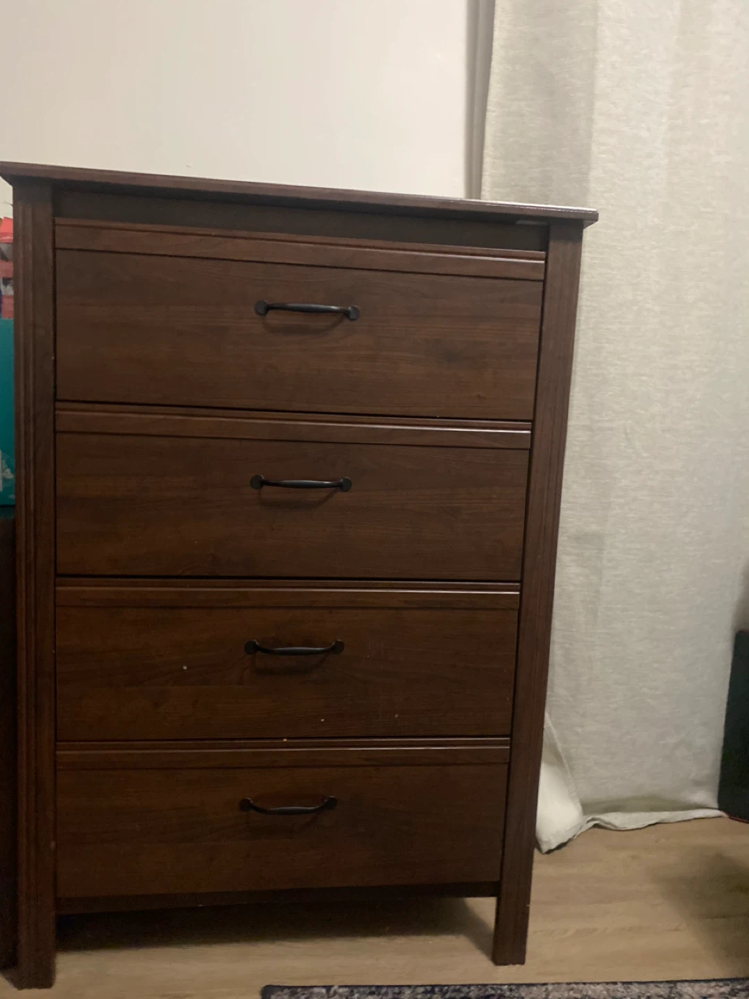 Brown Wood 4-Drawer Dresser