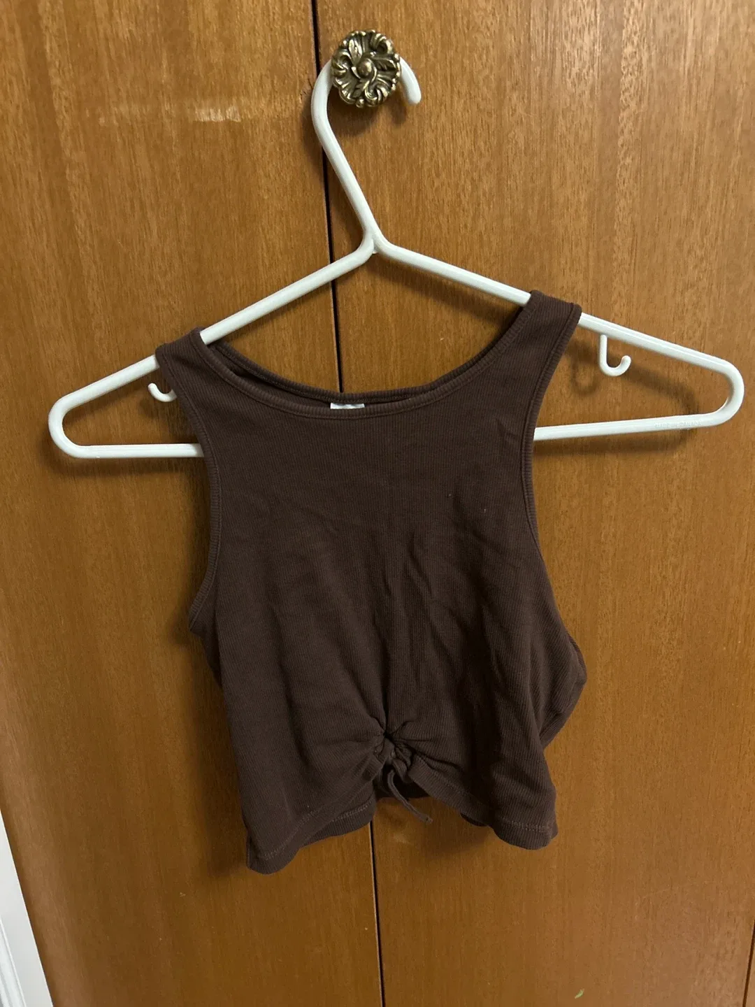 Brown Ribbed Tank Top