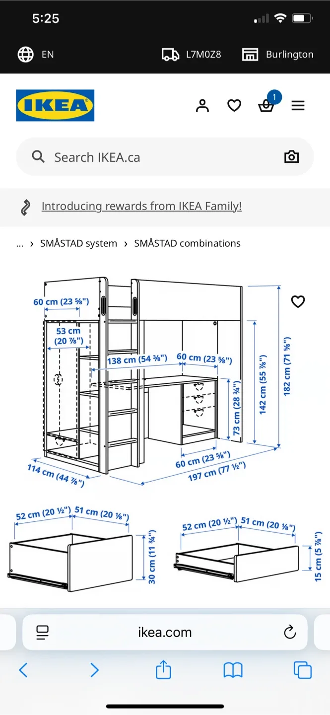IKEA SMÅSTAD Loft Bed Combo - White & Pink image indicator(3)