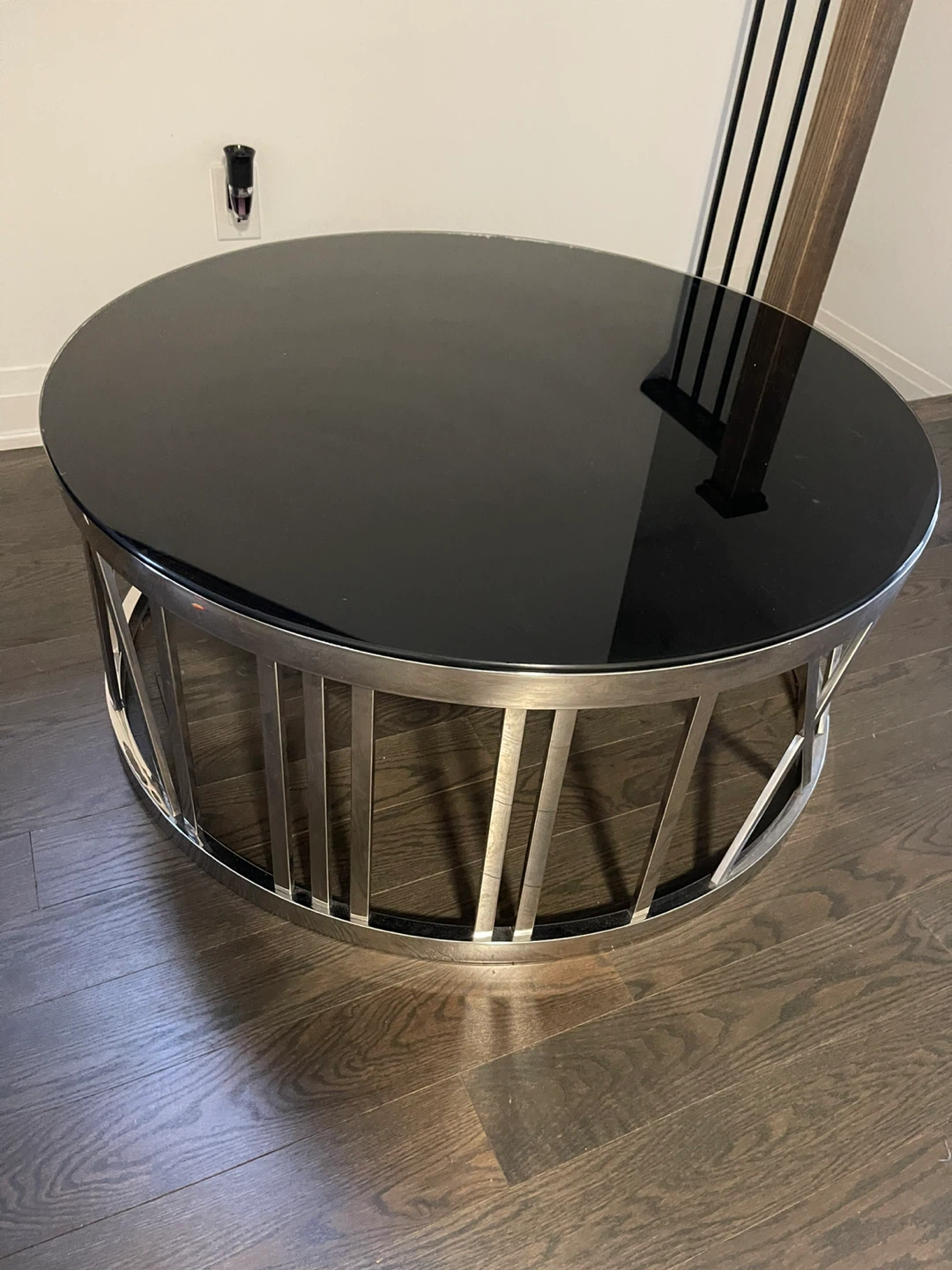 Round Black Glass Coffee Table
