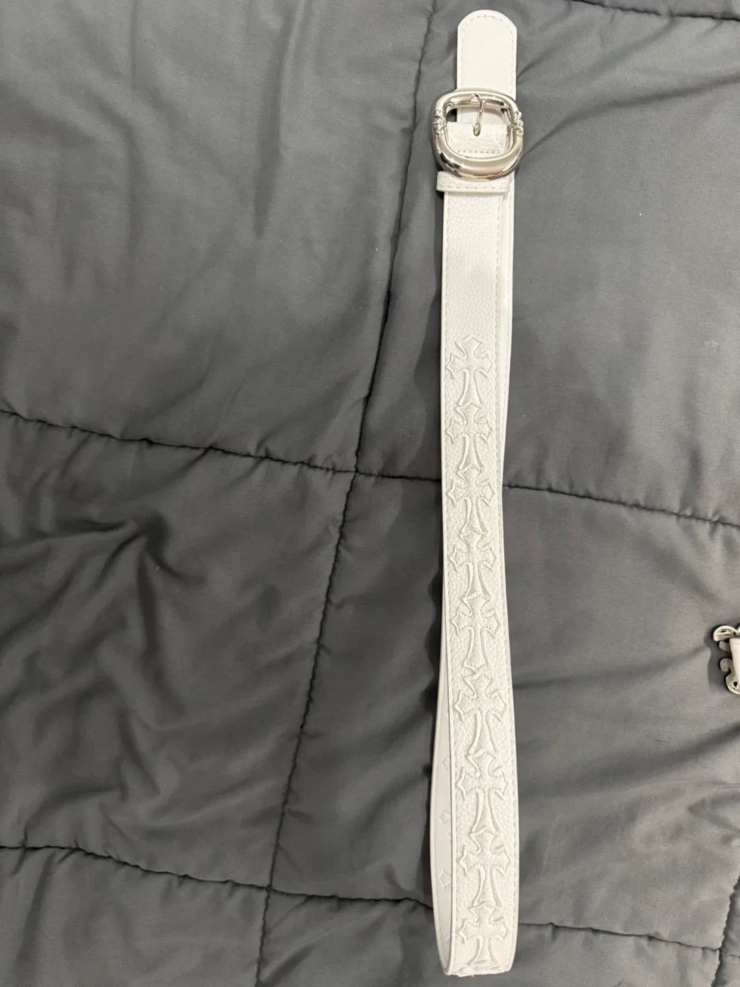 Chrome Hearts White Leather Belt
