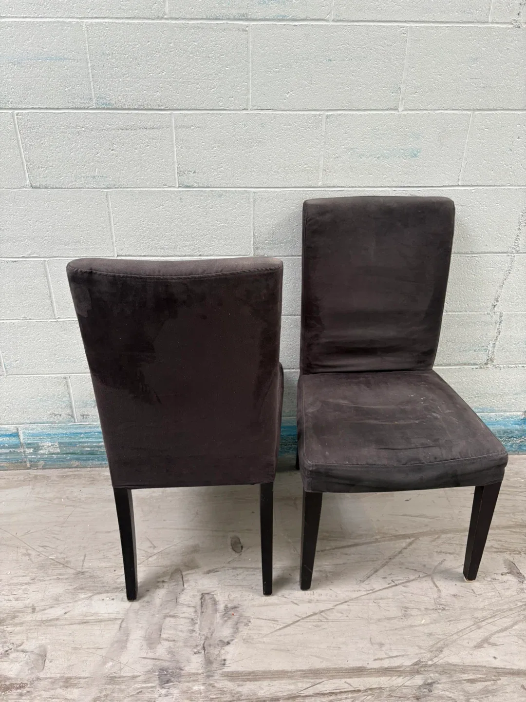 Two greyish Upholstered Dining Chairs image indicator(5)