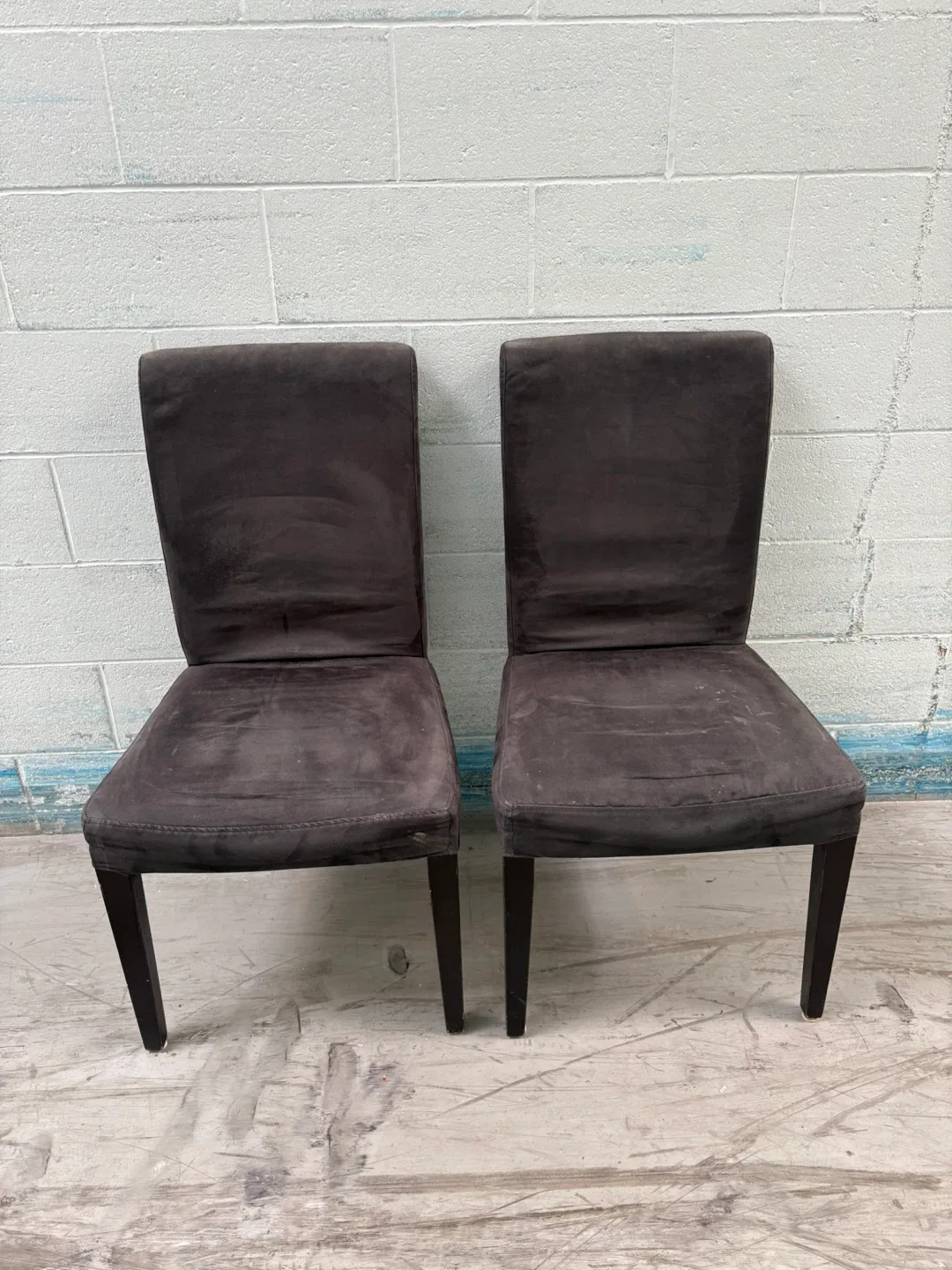 🥕Two greyish Upholstered Dining Chairs thumbnail