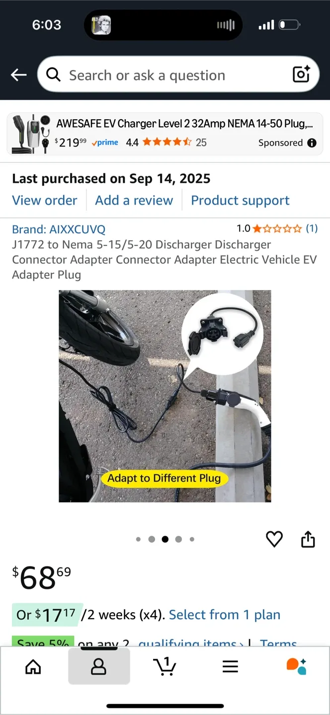 AIXXCUVQ J1772 to Nema 5-15/5-20 Discharger Connector Adapter image indicator(5)