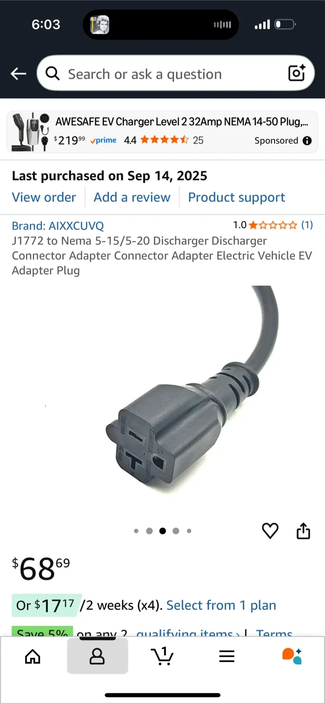 AIXXCUVQ J1772 to Nema 5-15/5-20 Discharger Connector Adapter image indicator(4)