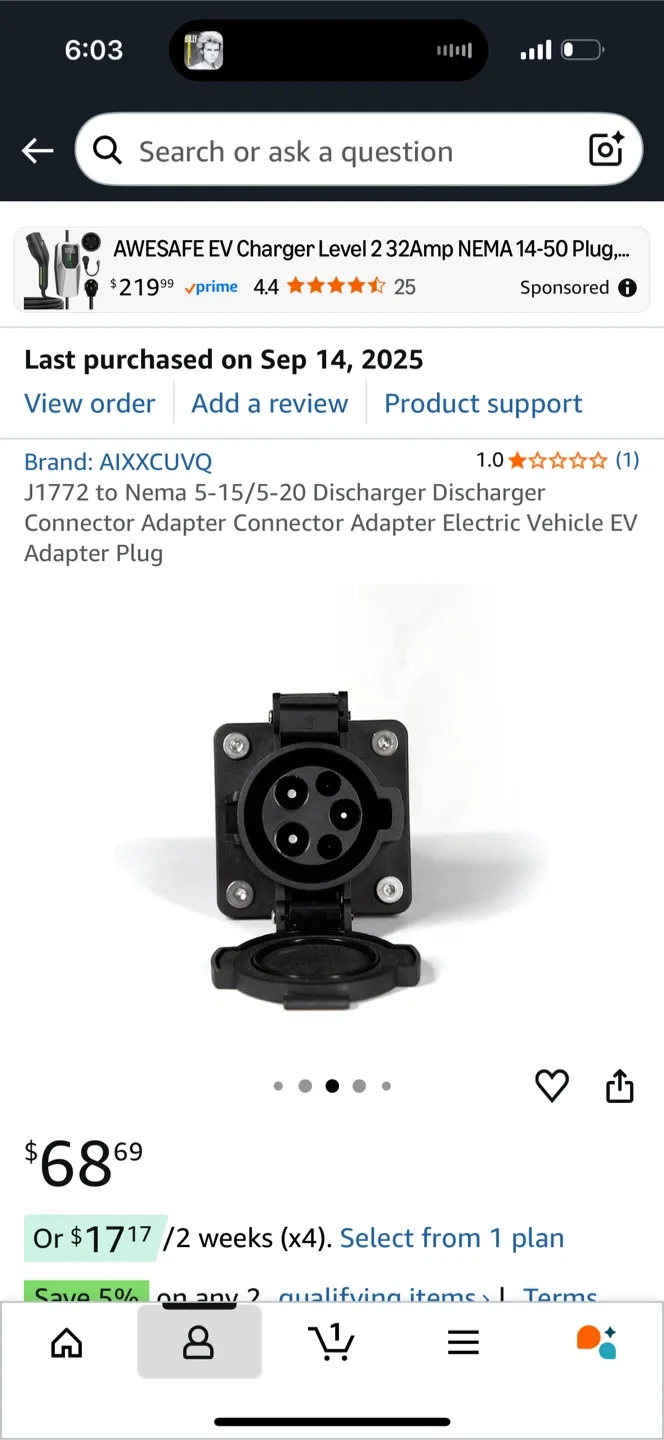 AIXXCUVQ J1772 to Nema 5-15/5-20 Discharger Connector Adapter image indicator(3)