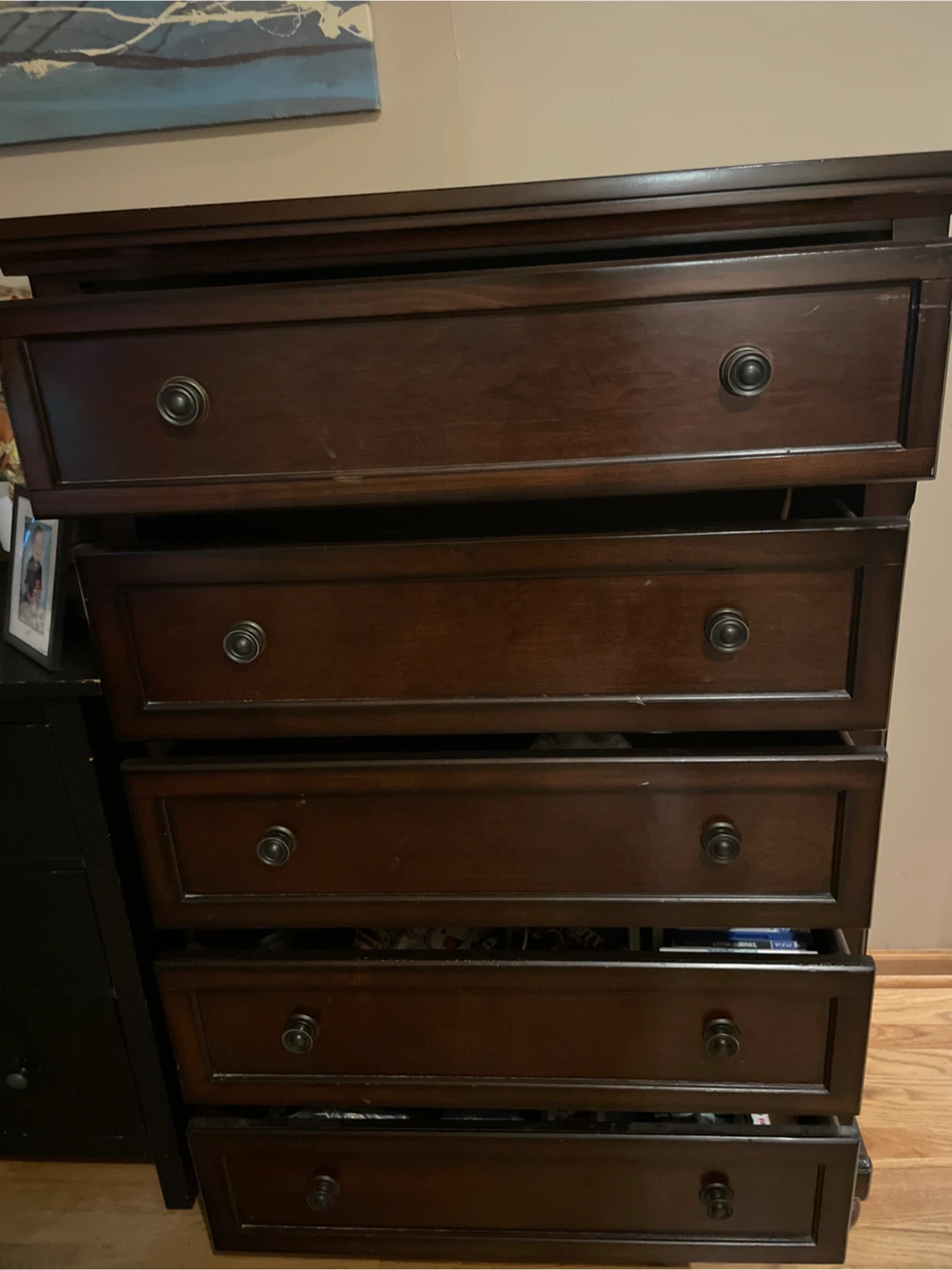 Dark Wood 6-Drawer Dresser - Great Condition! - photo 3