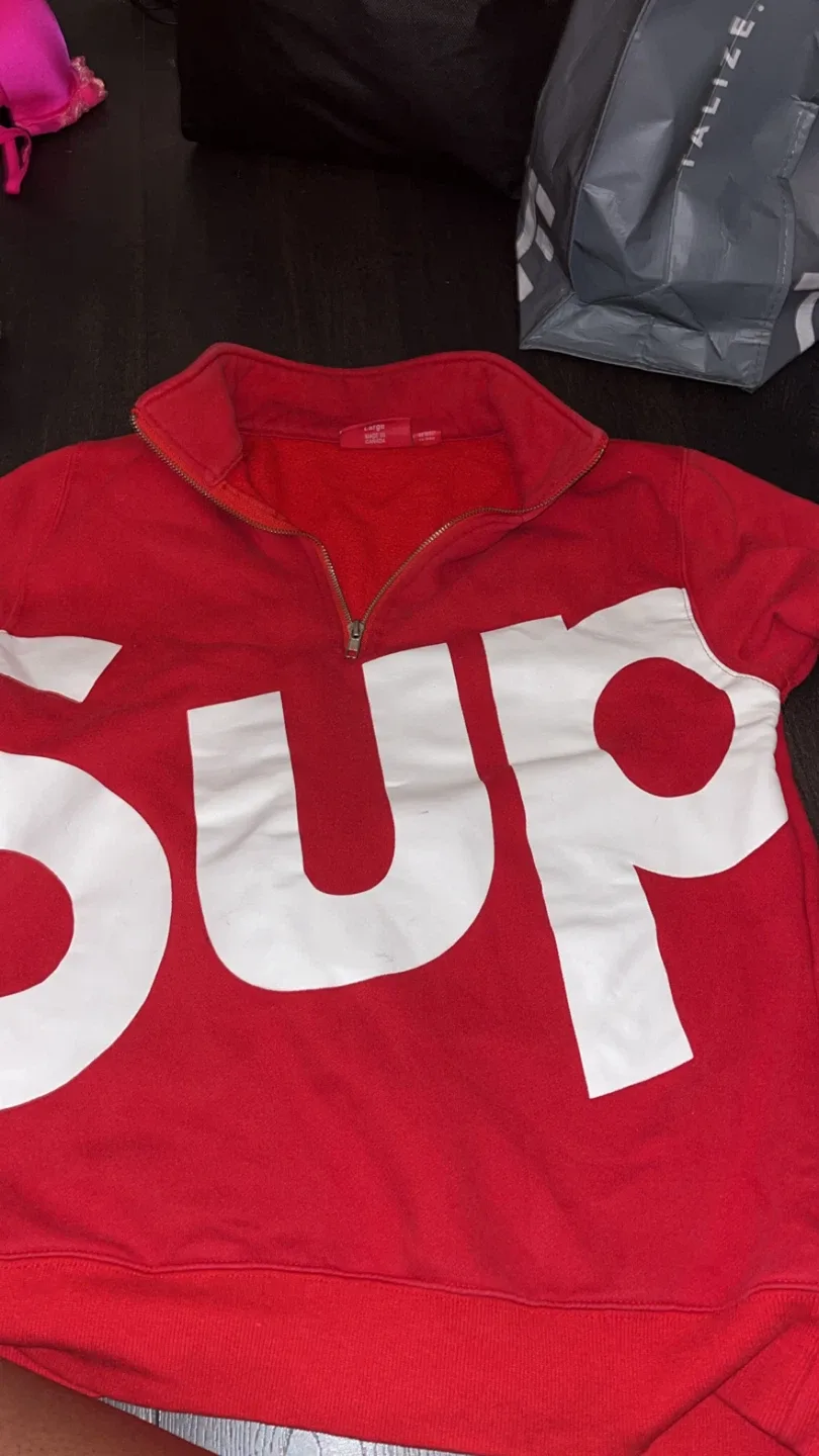 Supreme Red Quarter Zip Sweatshirt