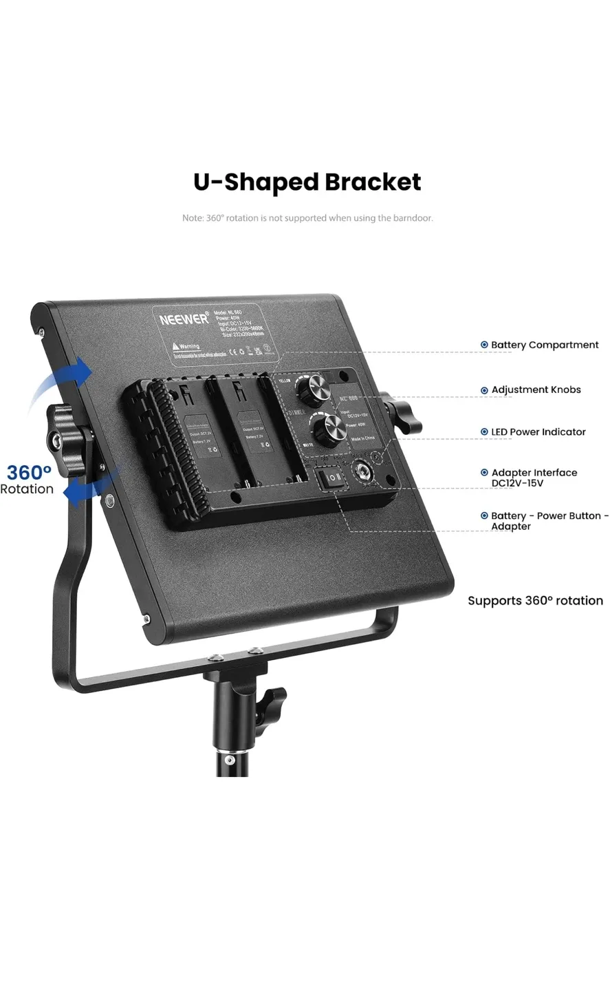 Neewer 2 pack NL660 LED Video Light Kit - Like New! image indicator(3)